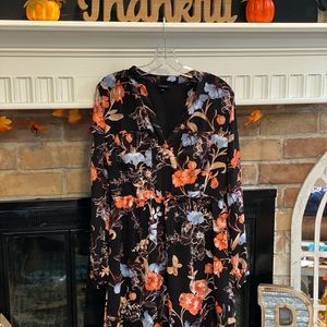 Black Long Sleeve Dress With Floral